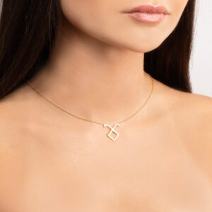 گردنبند طلا ساین ماه اردیبهشت نگین دار   WN1573