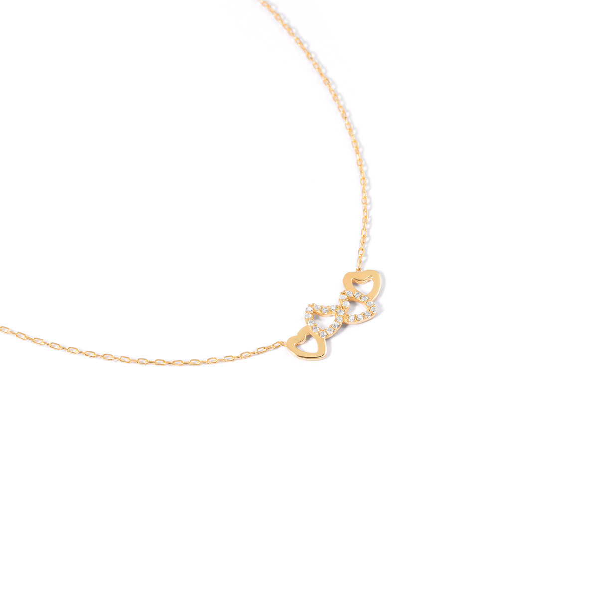 گردنبند طلا قلب نگین دار WN1632 - تصویر 2