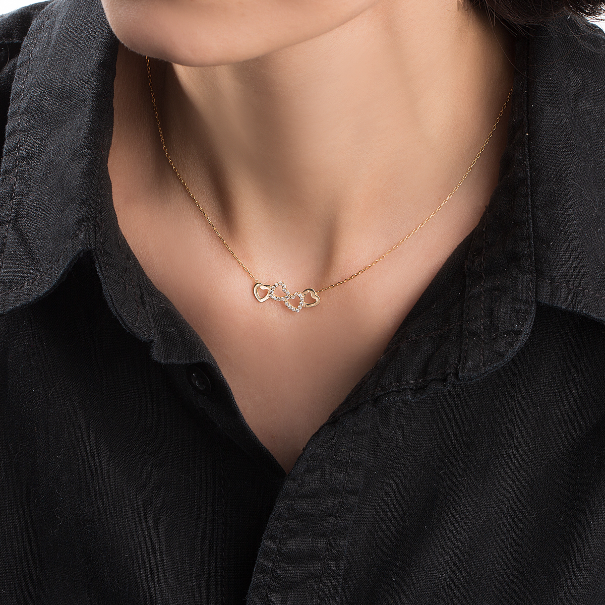 گردنبند طلا قلب نگین دار WN1632