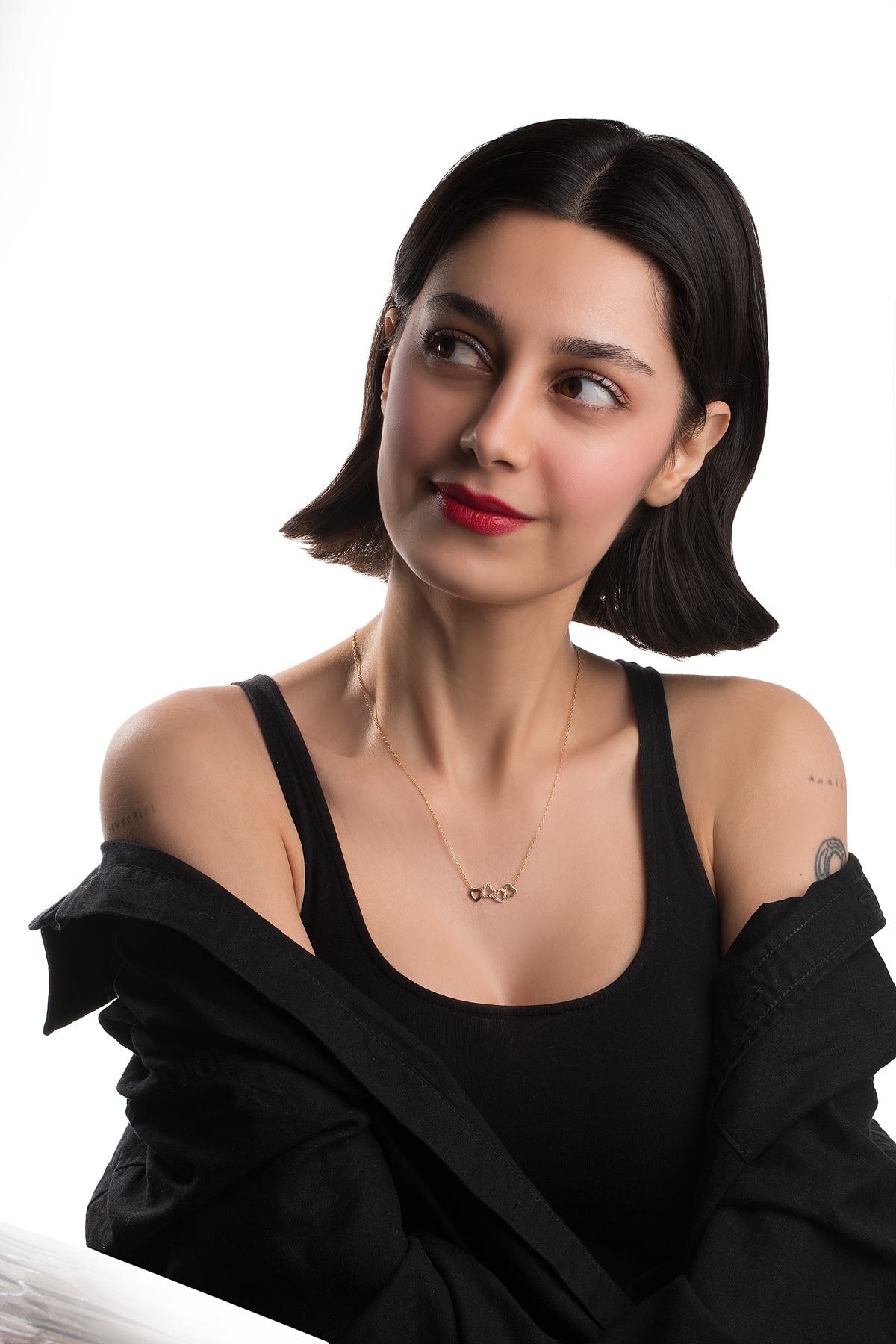 گردنبند طلا قلب نگین دار WN1632 - تصویر 3